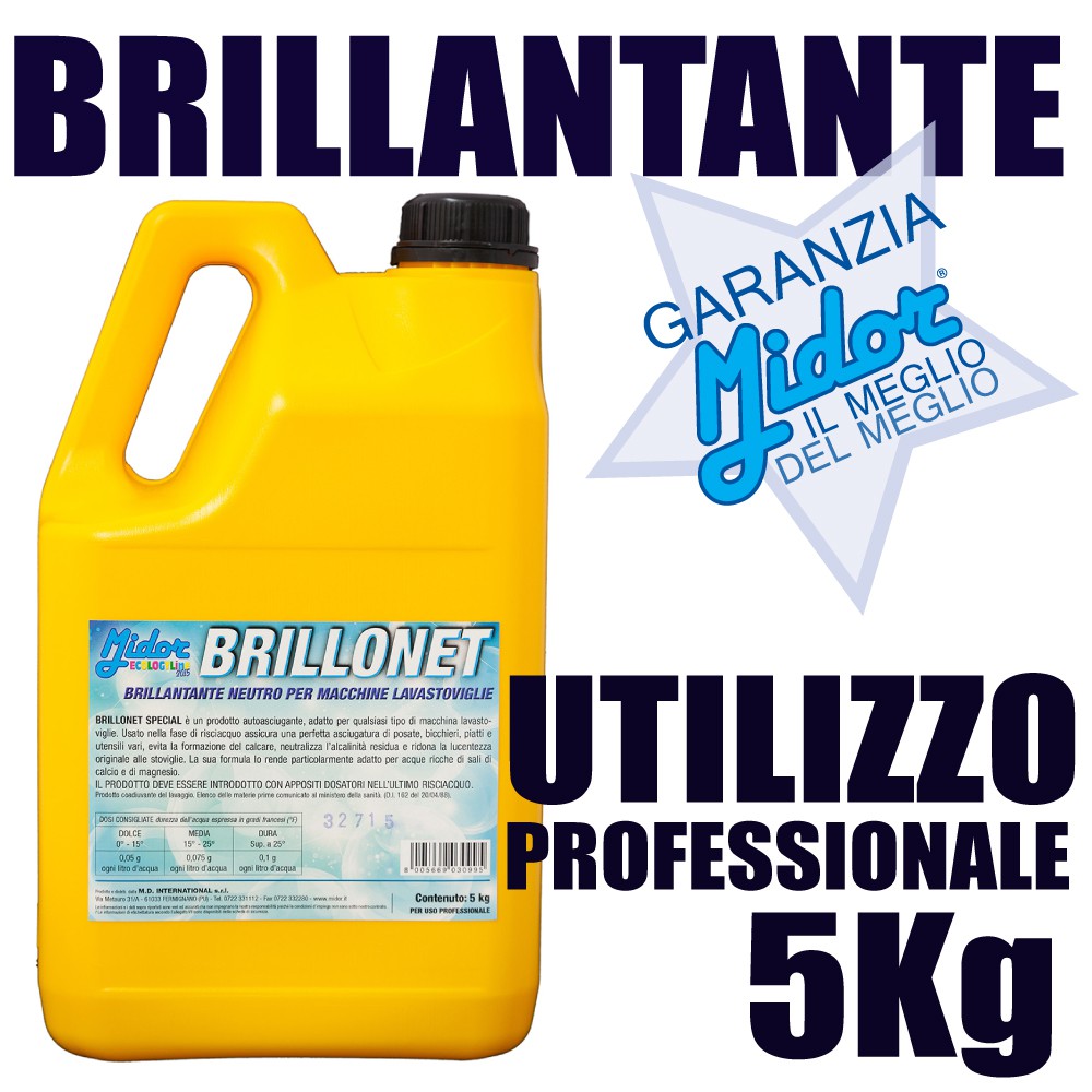 Brillantante Professionale per Lavastoviglie BRILLONET 5 Kg