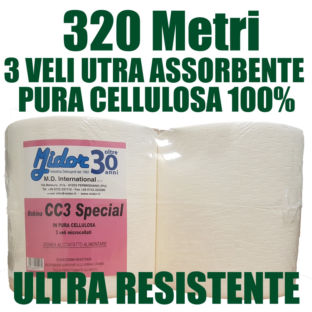 Asciugatutto BOBINA CC-3 SPECIAL 3 Veli Pura Cellulosa 320 metri